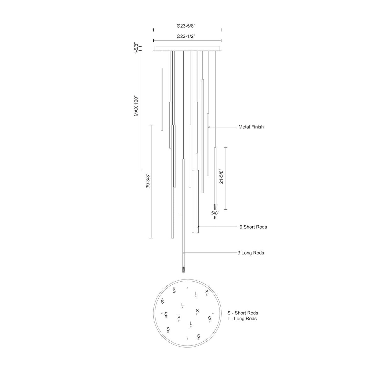Suspension multiple Chute Noir – vue 4