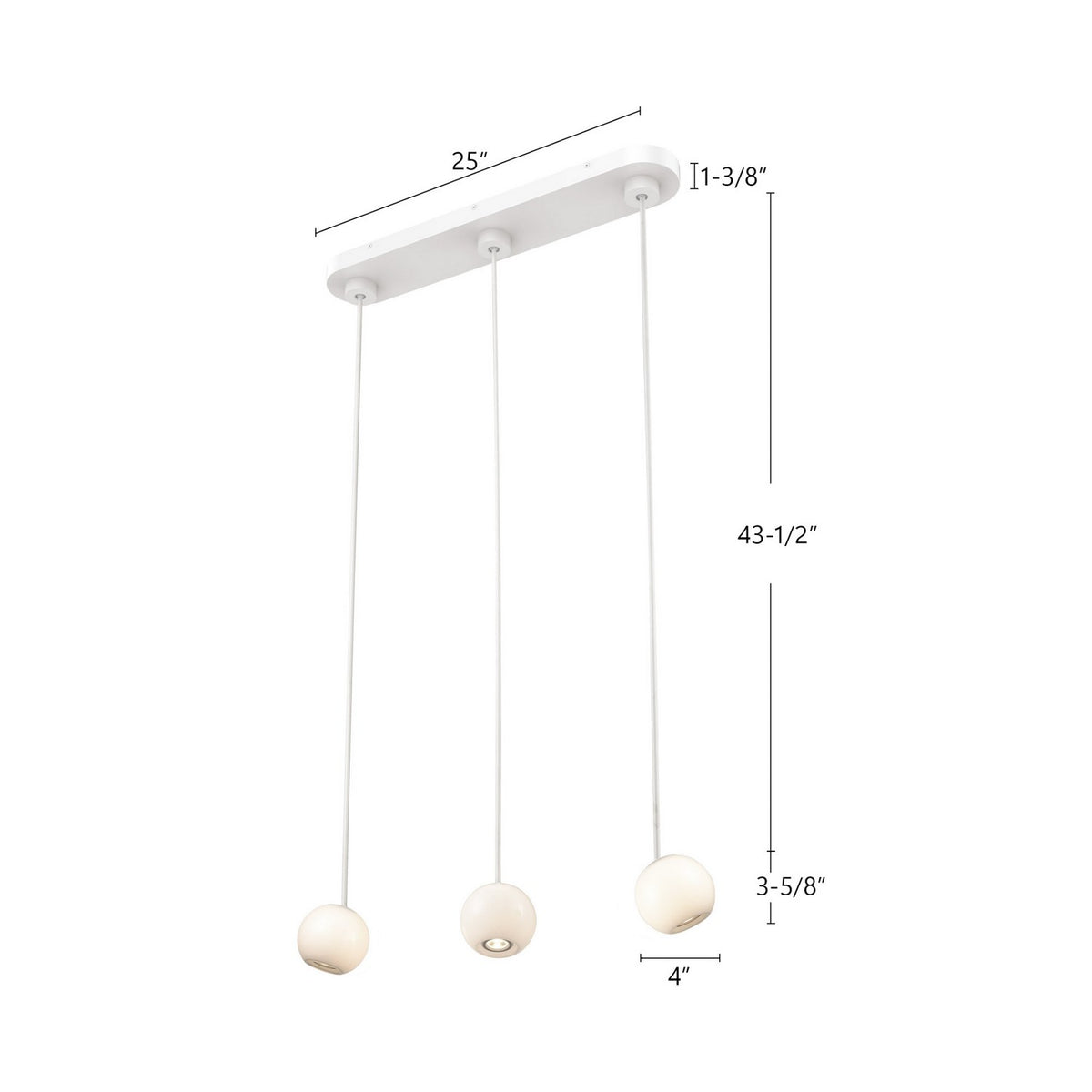 Suspension linéaire Europa Blanc – vue 2