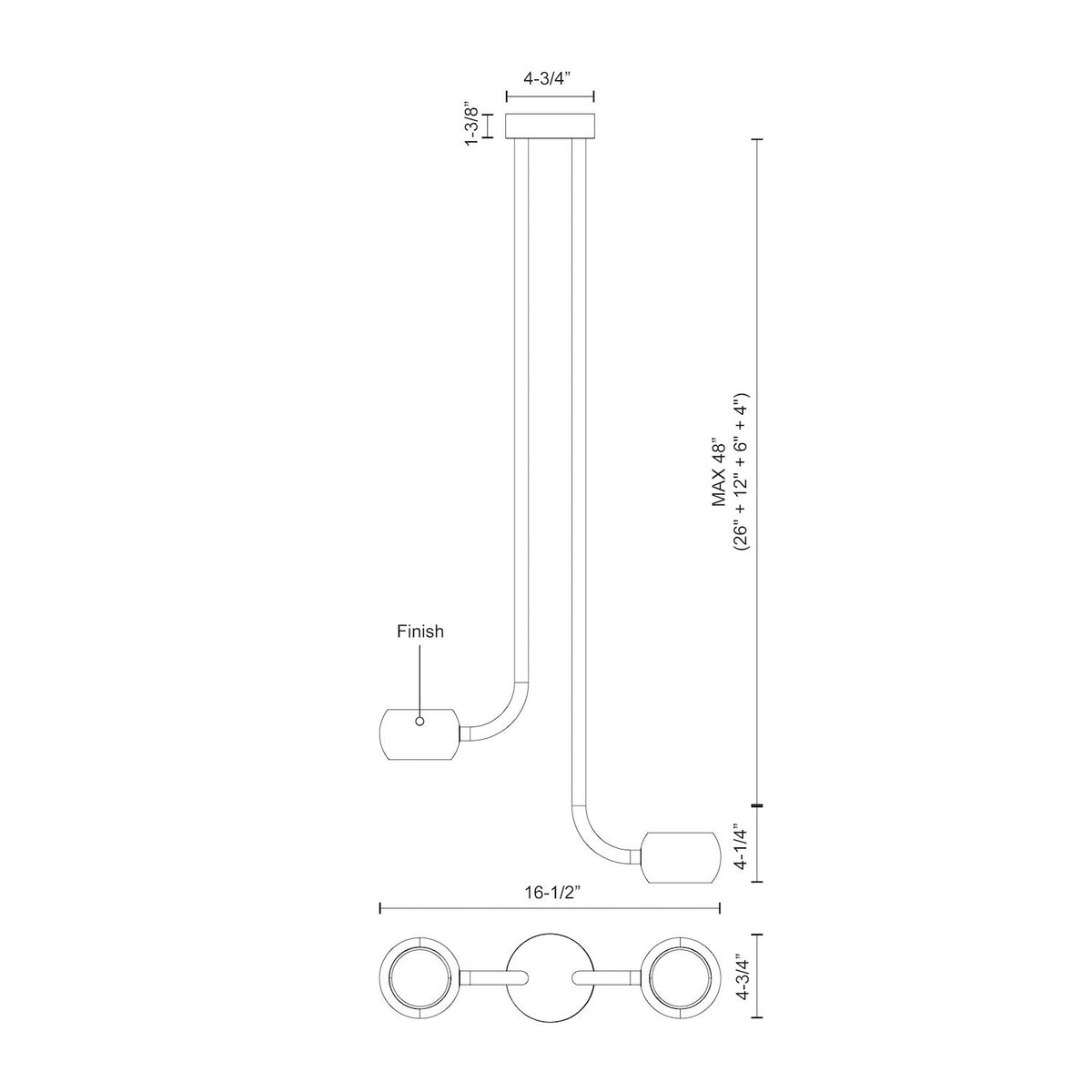 Lustre linéaire Flux – vue 3