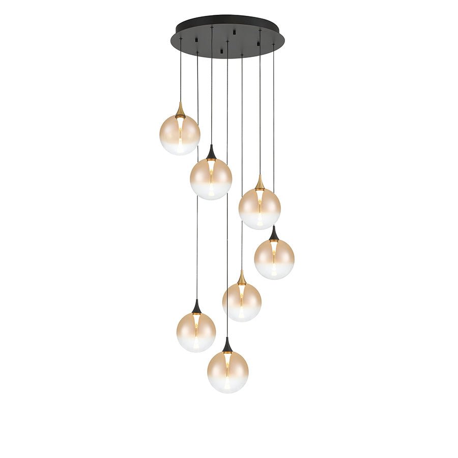 Suspension multiple Lisa - Noir mat et or Ambre by Eurofase | Luminaires & cie