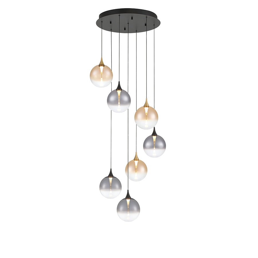 Suspension multiple Lisa - Noir mat et or Fumé et ambre by Eurofase | Luminaires & cie
