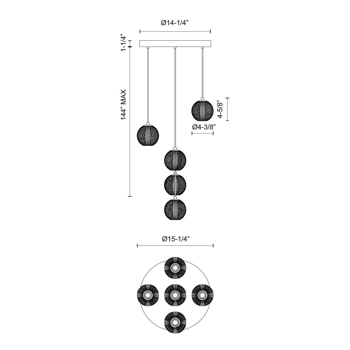 Suspension multiple Marni - Laiton naturel 15 1/4" by Alora Lighting | Luminaires & cie