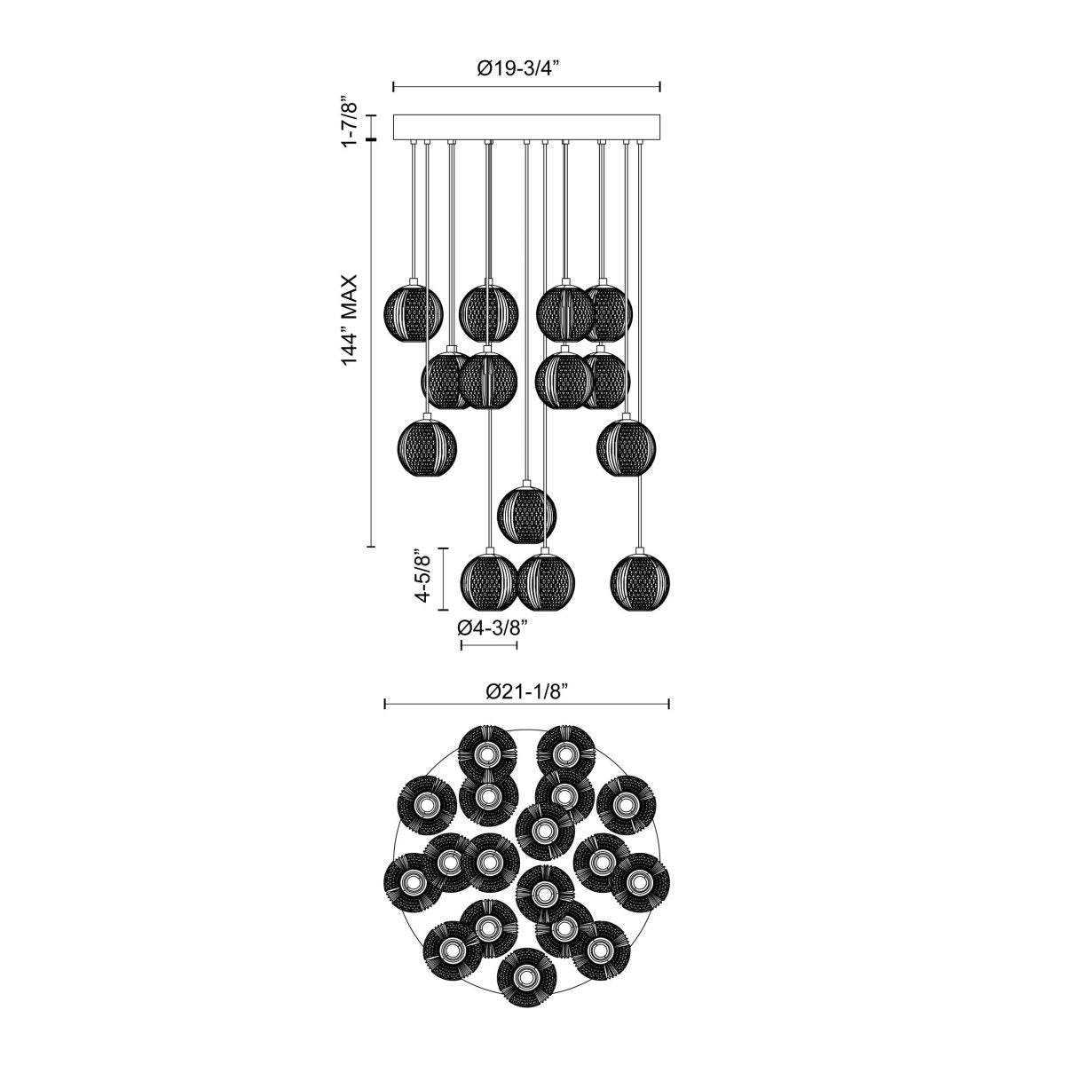 Suspension multiple Marni - Laiton naturel 21 1/8" by Alora Lighting | Luminaires & cie