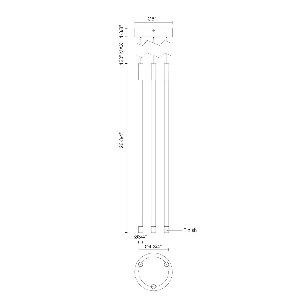 Suspension multiple Motif Chrome, 26 3/4" – vue 3