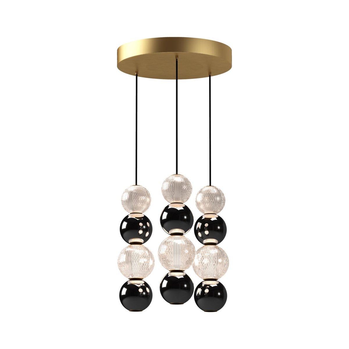 Suspension multiple Onyx - Laiton naturel 3 suspensions by Alora Lighting | Luminaires & cie