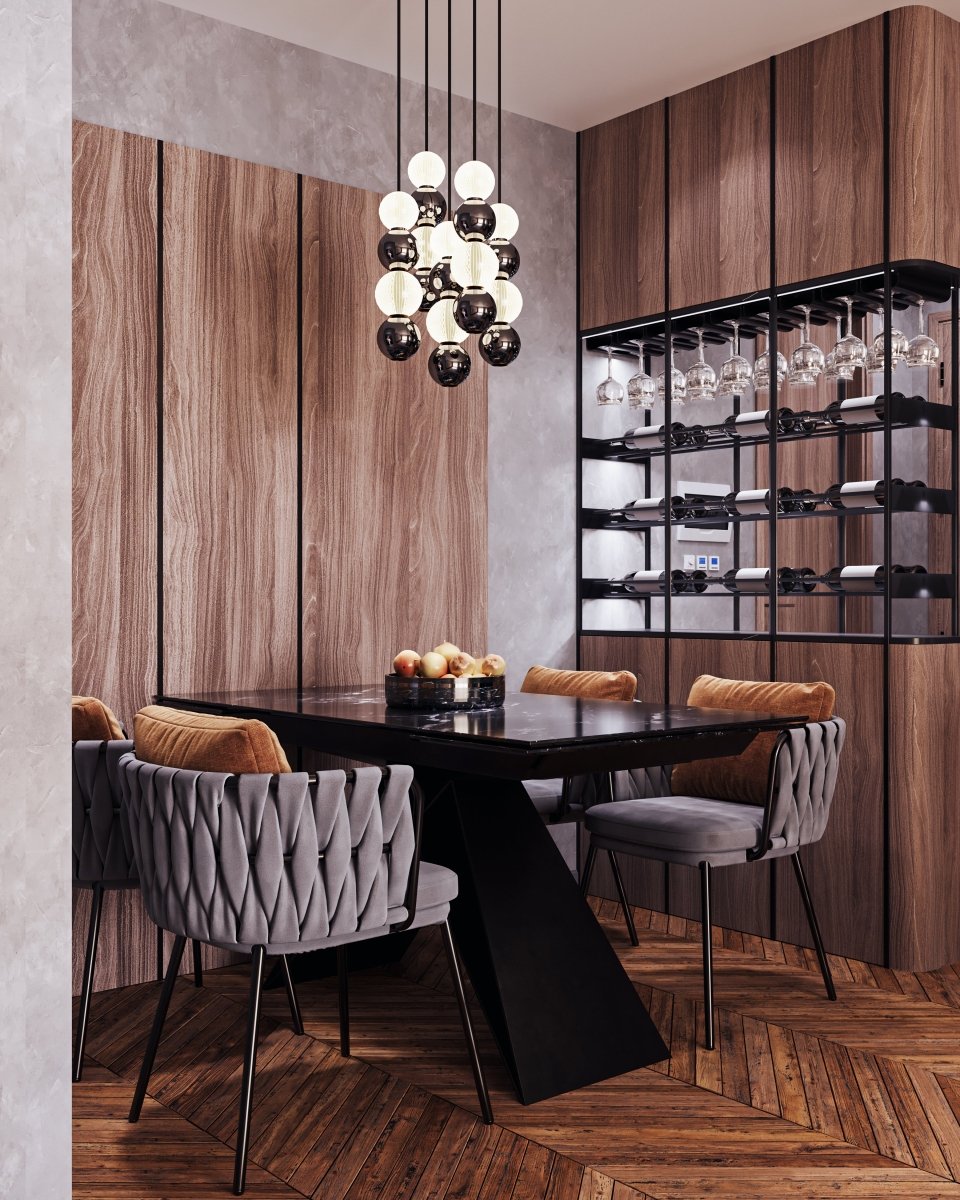 Suspension multiple Onyx - Laiton naturel 5 suspensions by Alora Lighting | Luminaires & cie