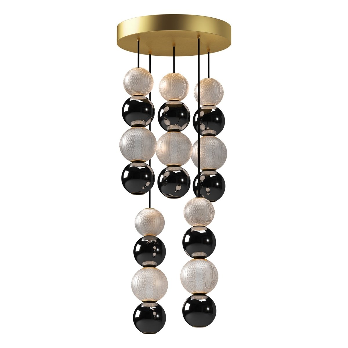 Suspension multiple Onyx - Laiton naturel 5 suspensions by Alora Lighting | Luminaires & cie
