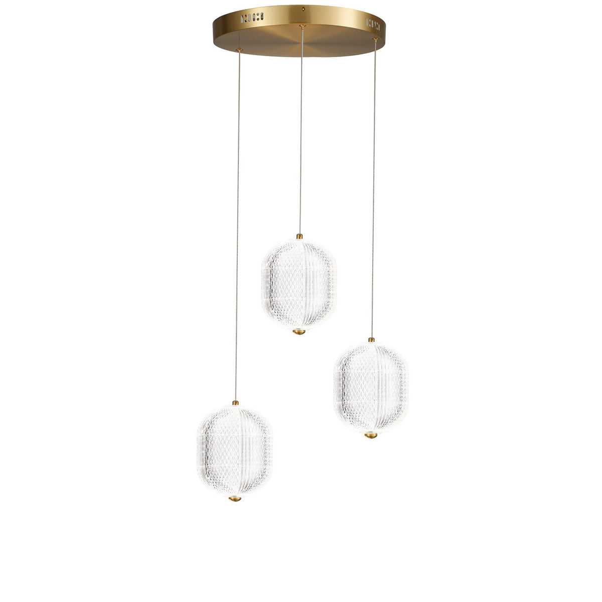 Suspension multiple Peri nombre ampoules 3, Transparent / Laiton vieilli – vue 2