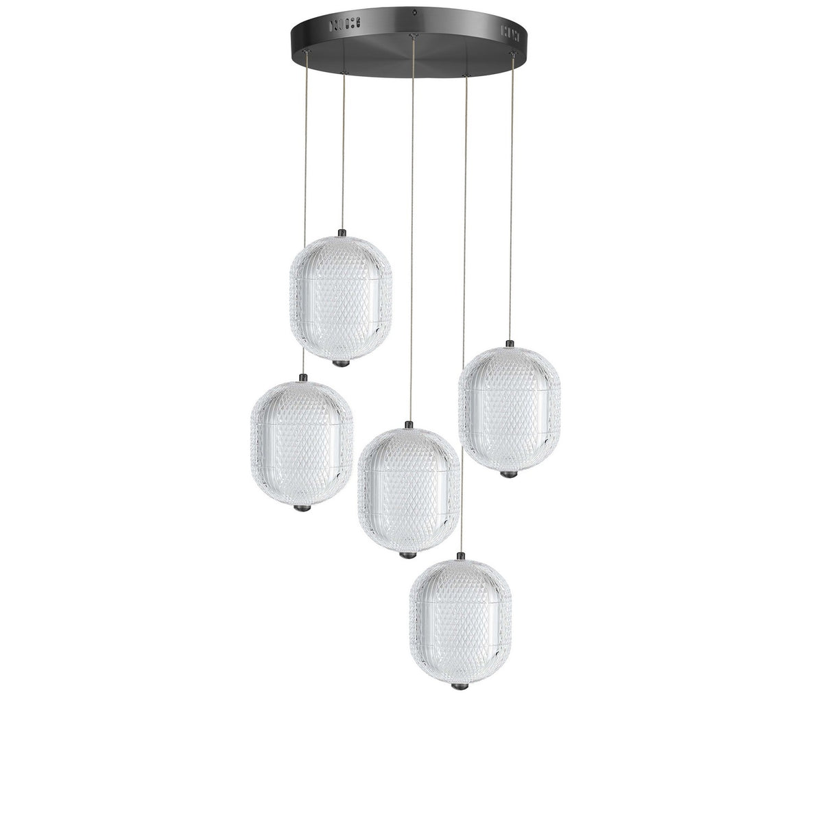 Suspension multiple Peri nombre ampoules 5, Transparent / Noir mat – Dainolite