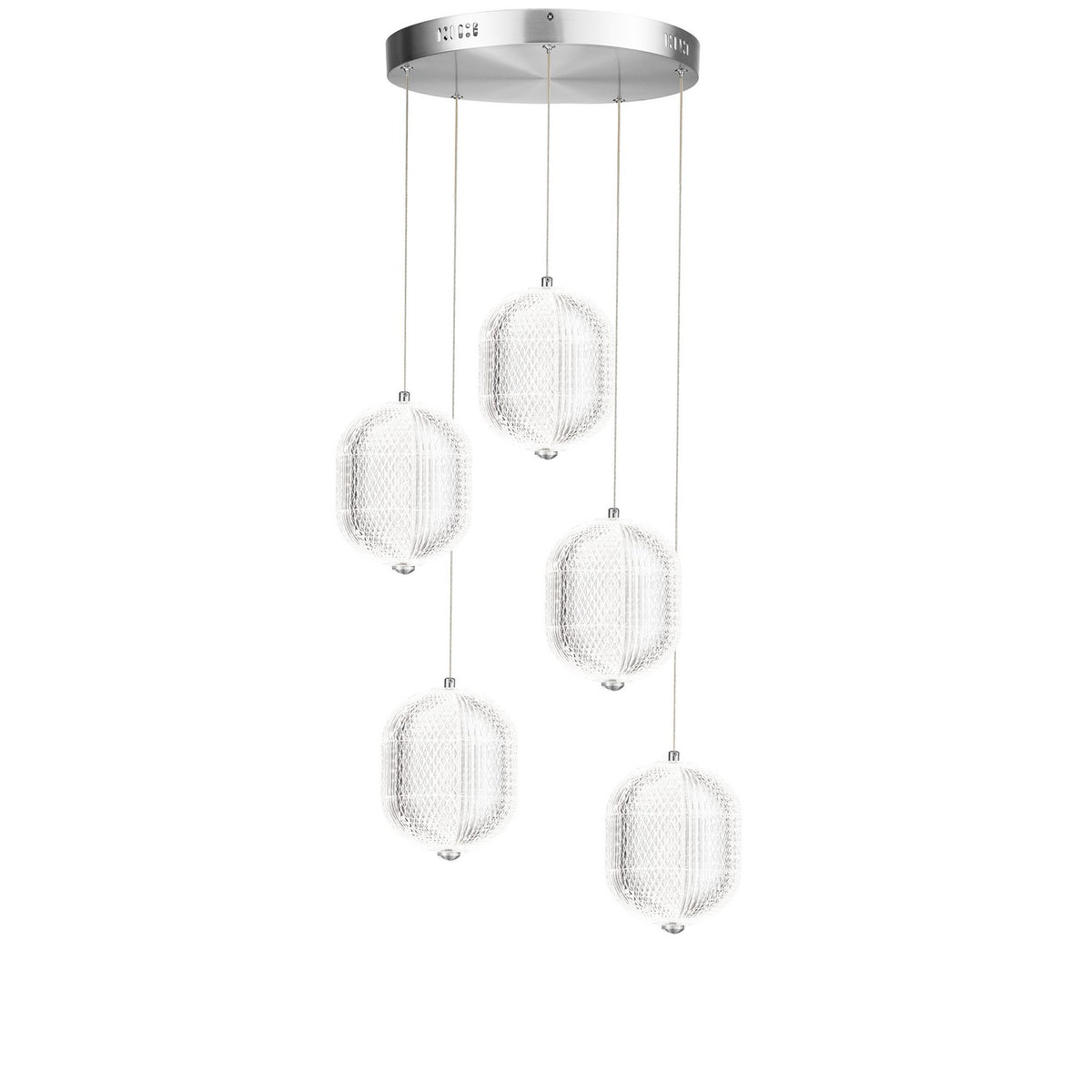 Suspension multiple Peri nombre ampoules 5, Transparent / Chrome poli – vue 2