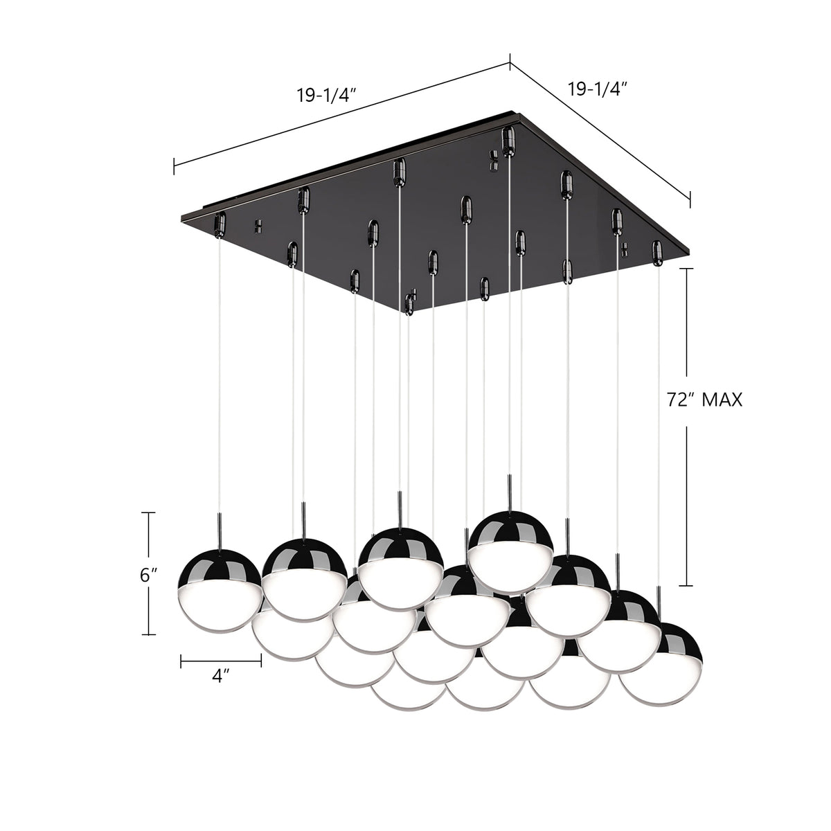 Suspension multiple Pluto Or brossé, 19 3/8" – vue 2