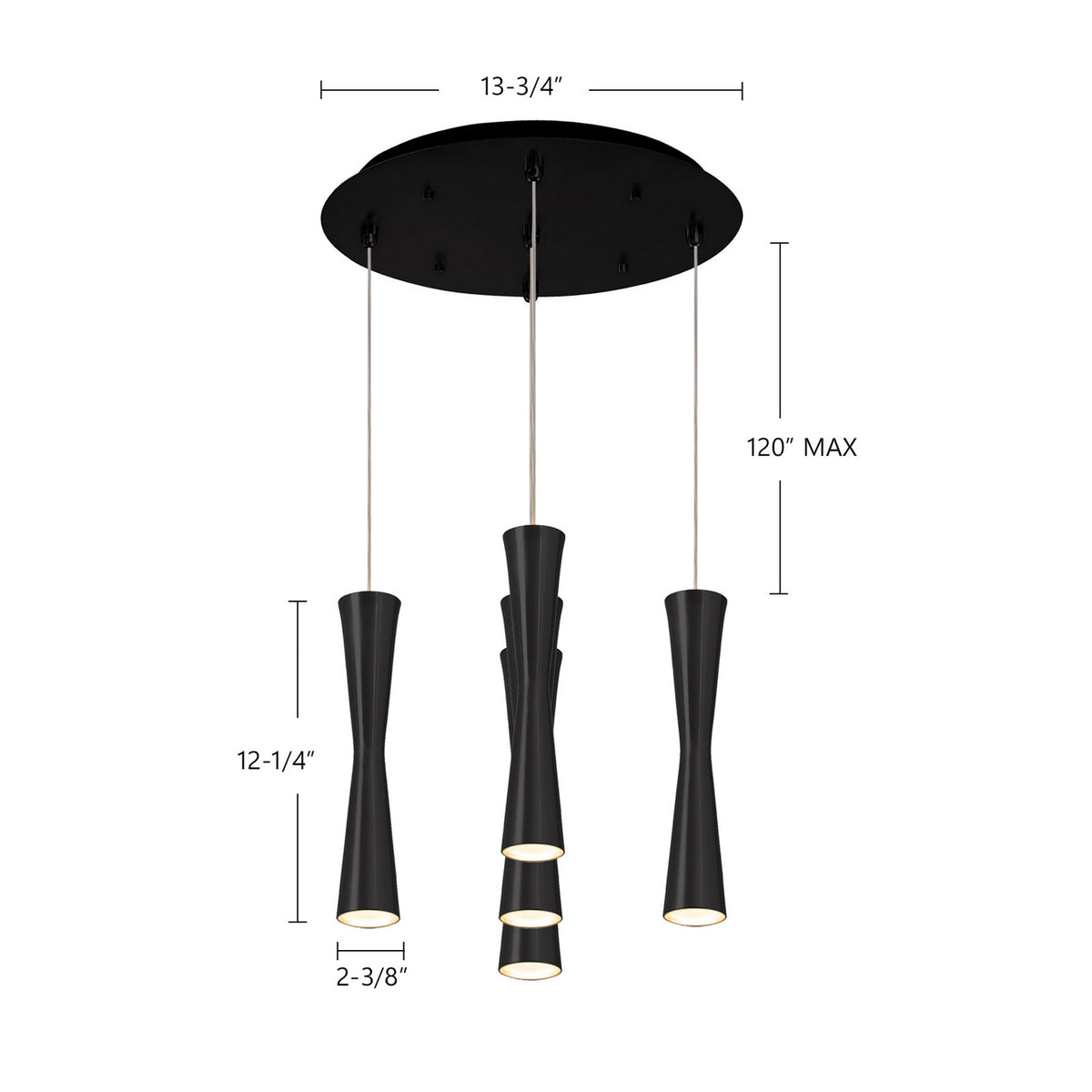Suspension multiple Robson Noir, 13 3/4" – vue 2