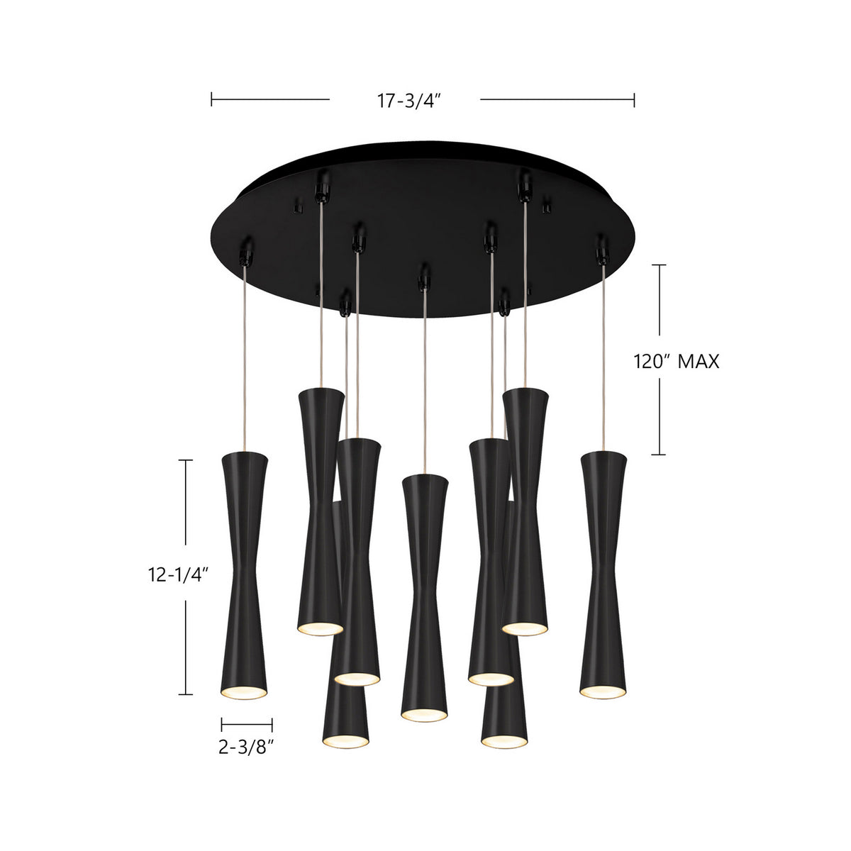 Suspension multiple Robson Noir, 17 3/4" – vue 2