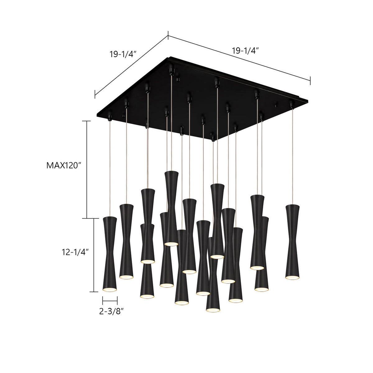 Suspension multiple Robson Noir, 19 1/4" – vue 2