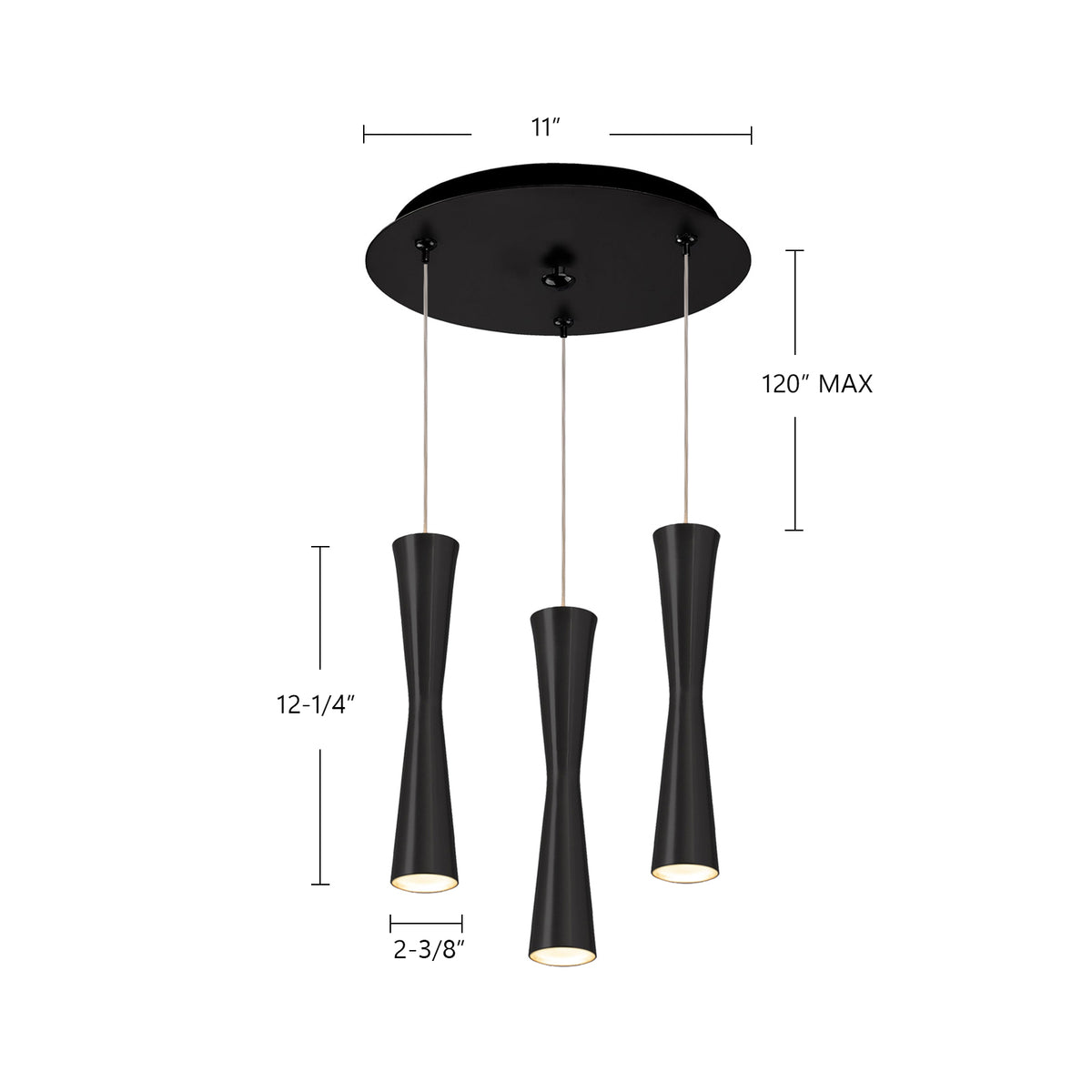 Suspension multiple Robson Nickel brossé, 11" – vue 2