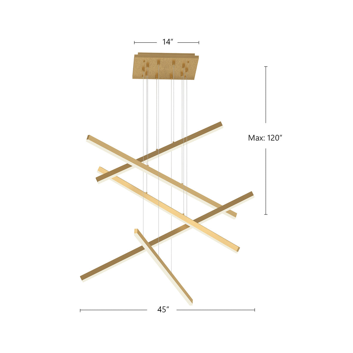 Suspension multiple Vega nombre de suspensions 5, Or brossé – vue 4