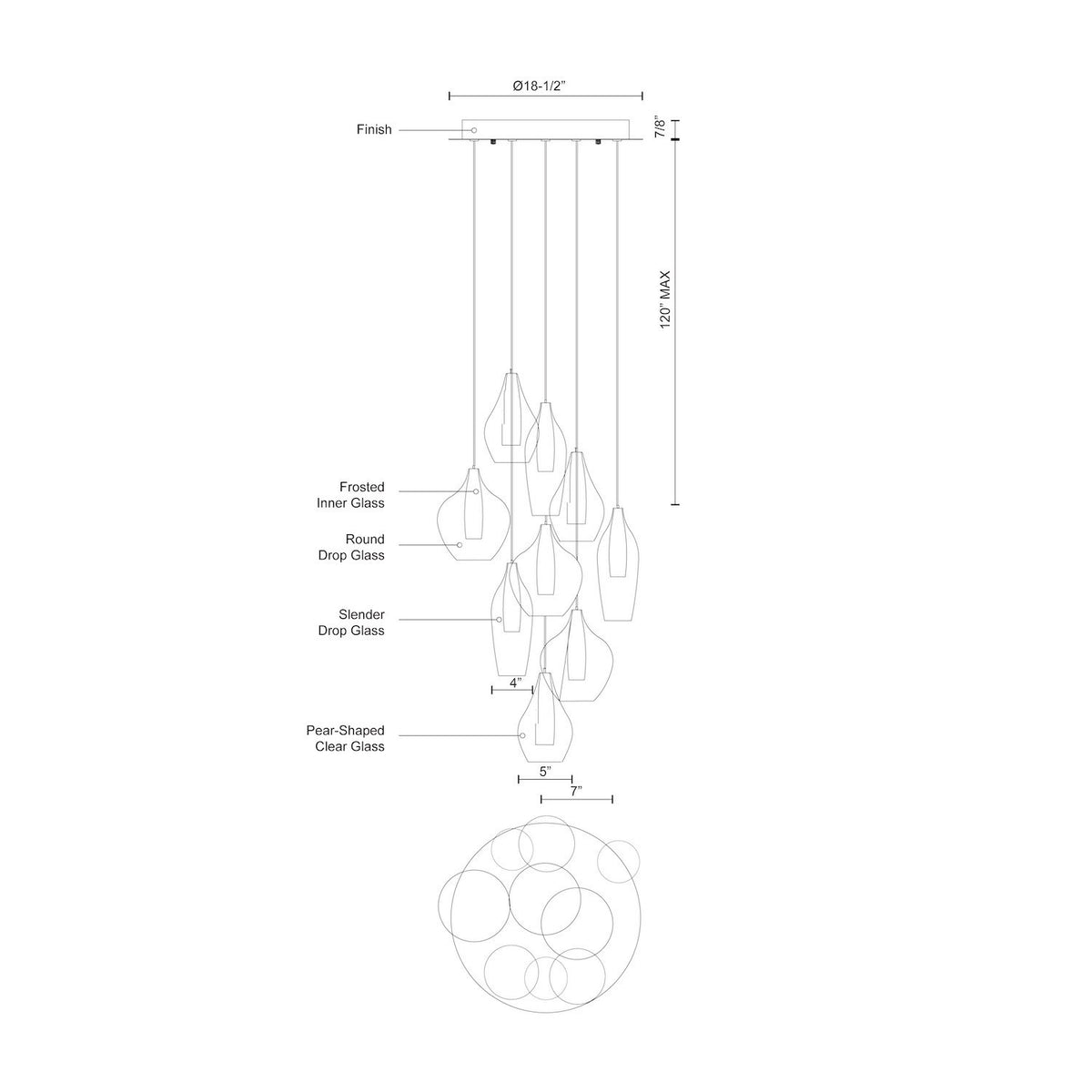 Suspension multiple Victoria 18 1/2" – vue 3