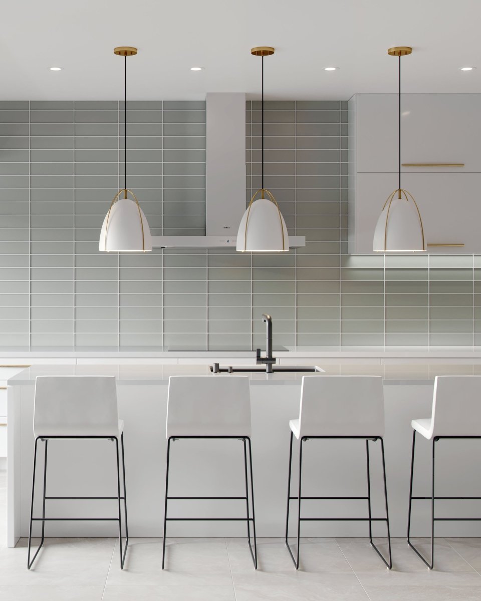 Suspension Norman M - Laiton satiné Blanc mat Ampoules non incluses by Visual Comfort Studio | Luminaires & cie