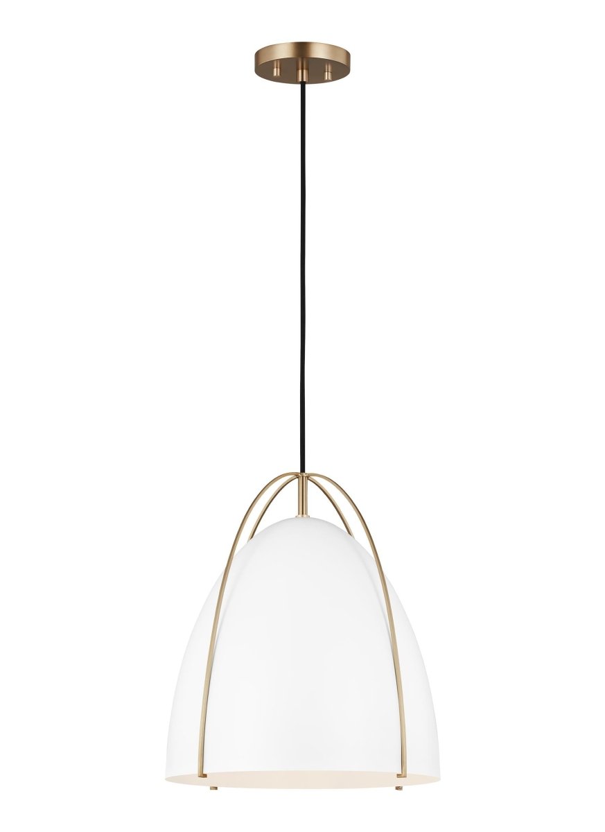 Suspension Norman M - Laiton satiné Blanc mat Ampoules DEL incluses by Visual Comfort Studio | Luminaires & cie
