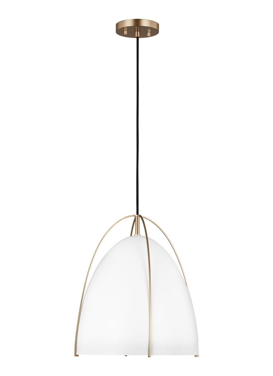 Suspension Norman M - Laiton satiné Blanc mat Ampoules DEL incluses by Visual Comfort Studio | Luminaires & cie