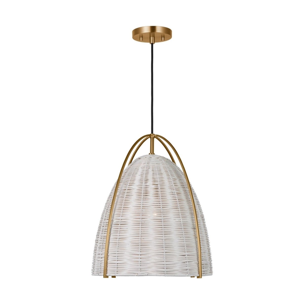 Suspension Norman - Satin Brass Chalk Wicker 15.5 by Visual Comfort Studio | Luminaires & cie