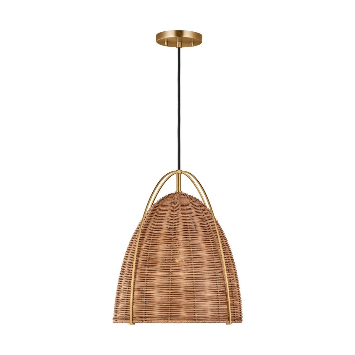 Suspension Norman - Satin Brass Blonde Rattan 13.375 by Visual Comfort Studio | Luminaires & cie