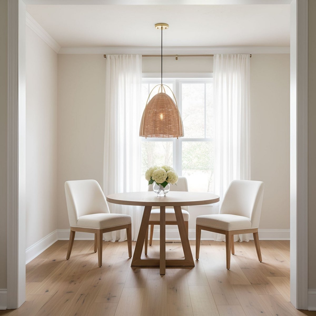 Suspension Norman - Satin Brass Chalk Wicker 13.375 by Visual Comfort Studio | Luminaires & cie