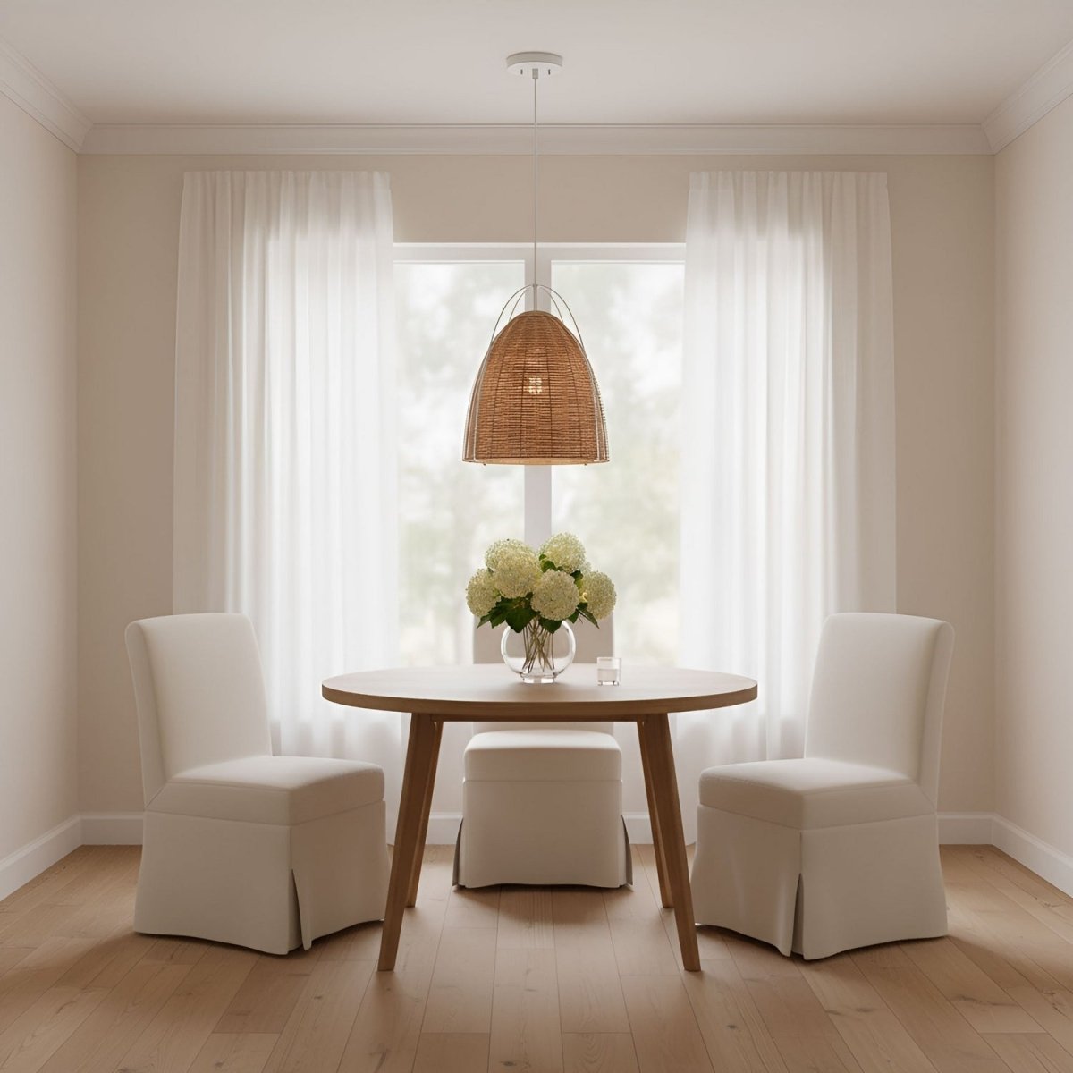 Suspension Norman - Satin Brass Chalk Wicker 13.375 by Visual Comfort Studio | Luminaires & cie