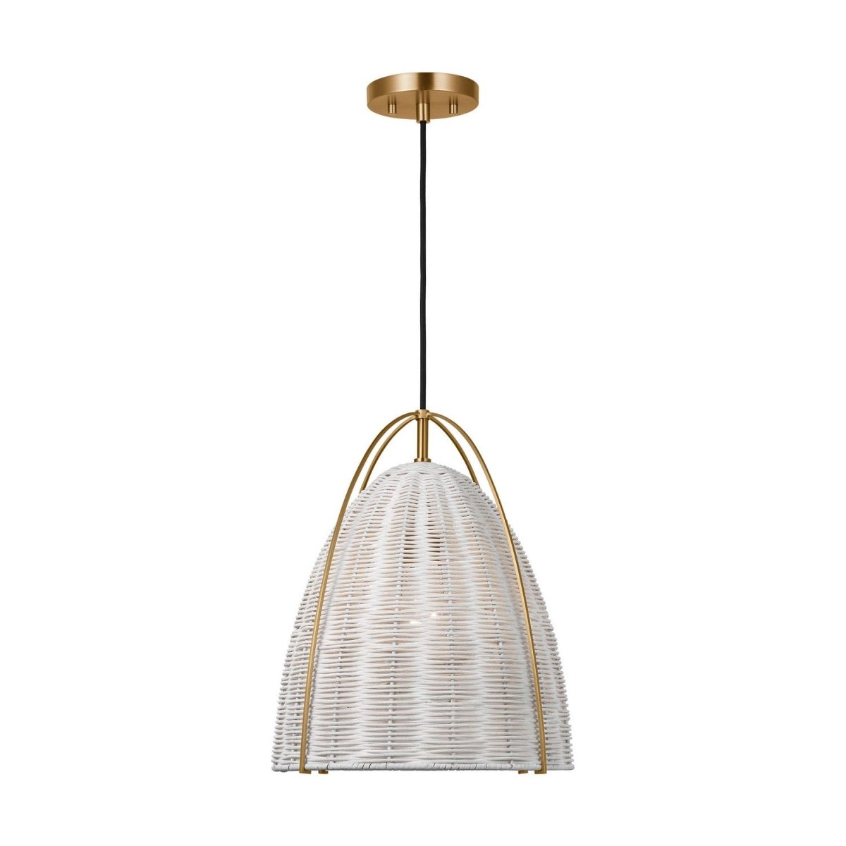 Suspension Norman - Satin Brass Chalk Wicker 13.375 by Visual Comfort Studio | Luminaires & cie