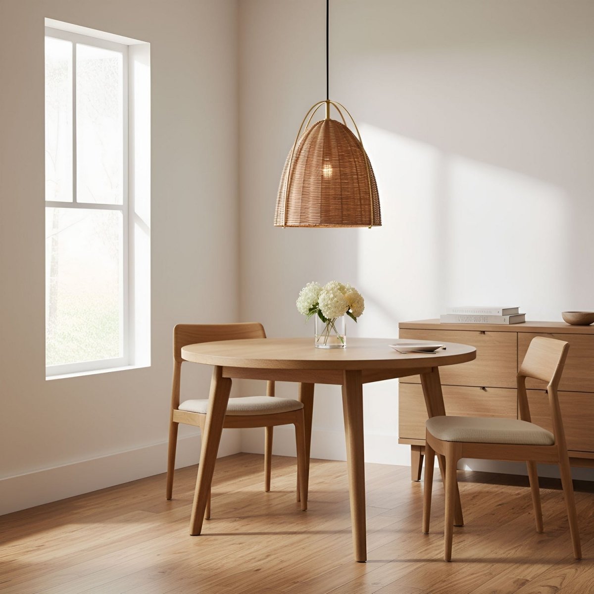 Suspension Norman - Satin Brass Chalk Wicker 13.375 by Visual Comfort Studio | Luminaires & cie