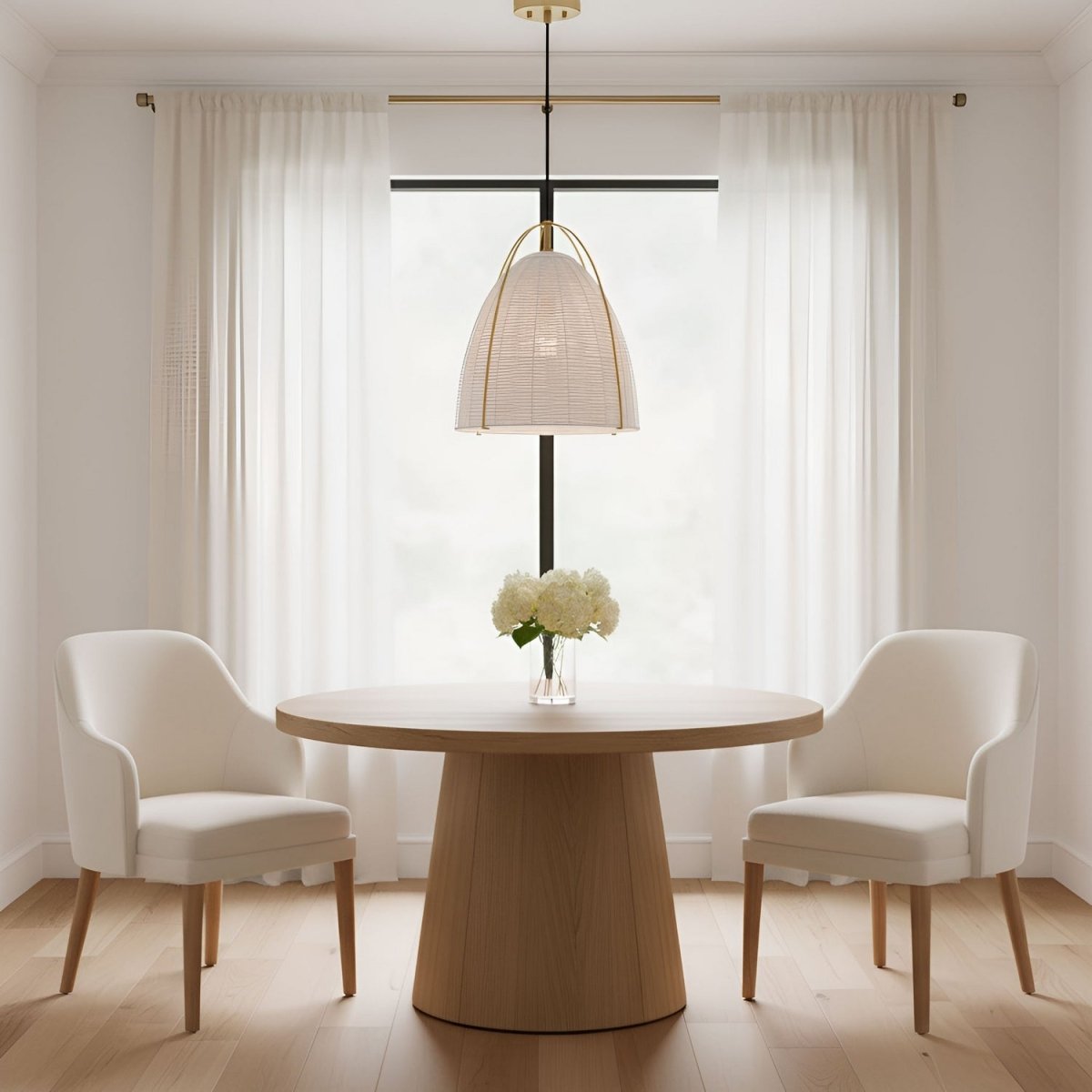 Suspension Norman - Satin Brass Chalk Wicker 13.375 by Visual Comfort Studio | Luminaires & cie