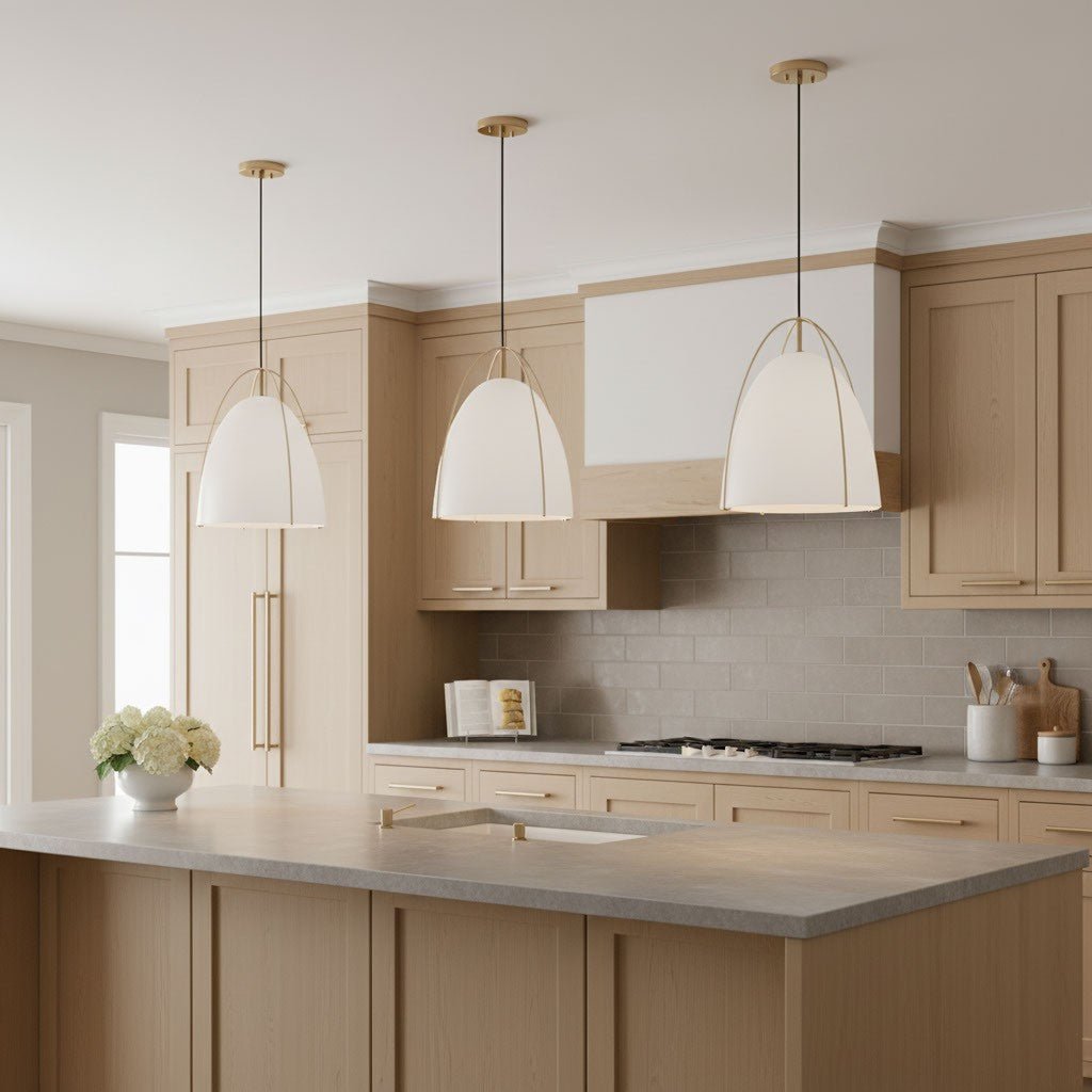 Suspension Norman - Satin Brass Chalk Wicker 13.375 by Visual Comfort Studio | Luminaires & cie