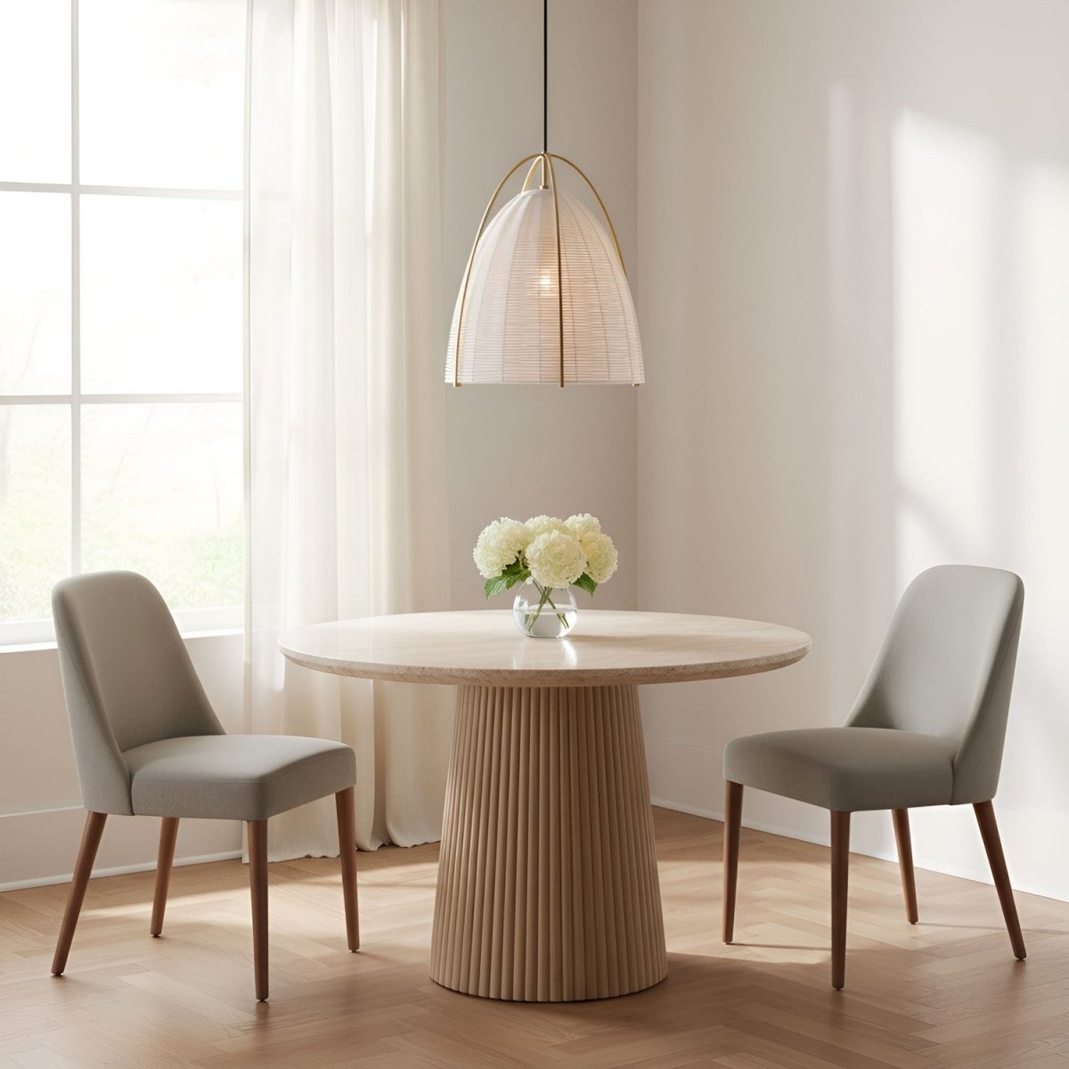 Suspension Norman - Satin Brass Chalk Wicker 13.375 by Visual Comfort Studio | Luminaires & cie