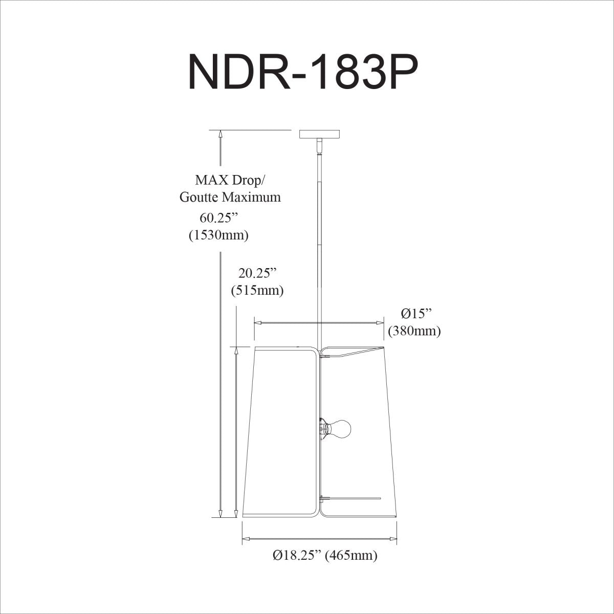 Suspension Notched Drum - Or 18 1/4" by Dainolite | Luminaires & cie