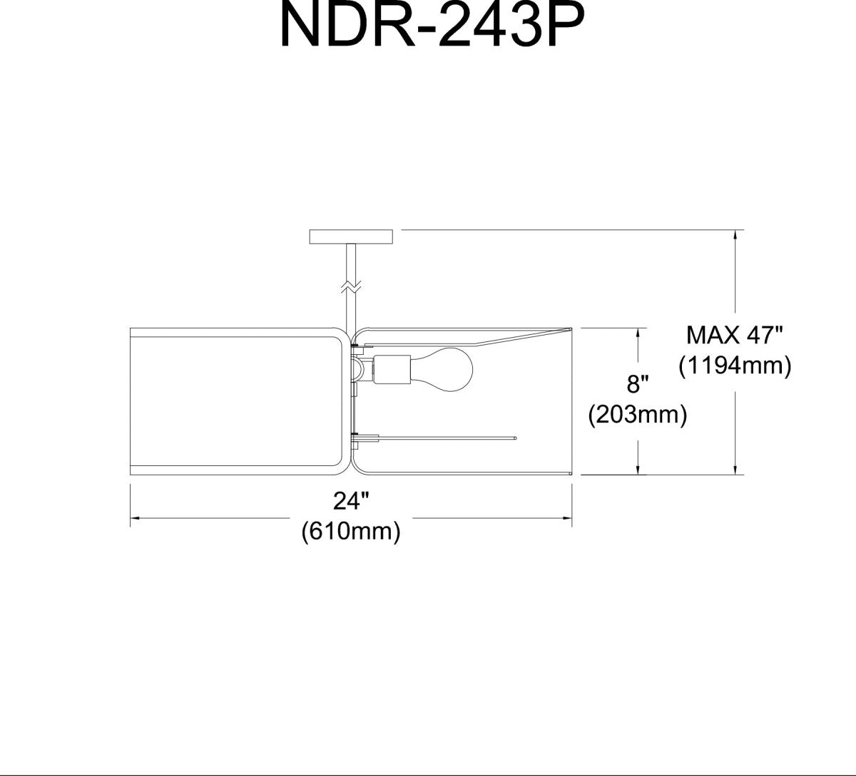 Suspension Notched Drum - Noir 24" by Dainolite | Luminaires & cie