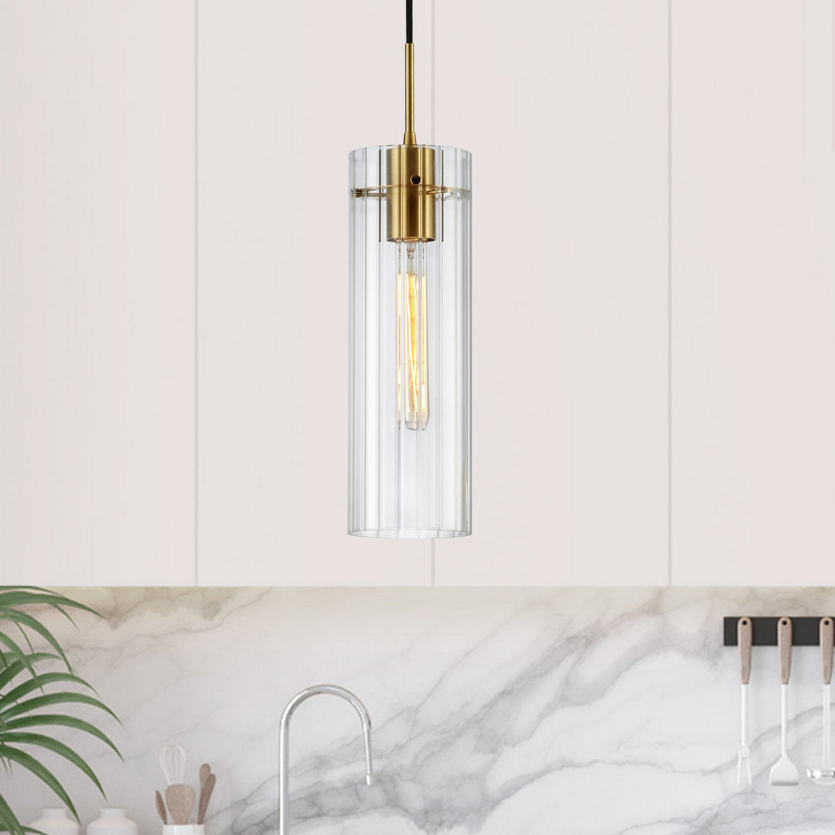 Mini-suspension Patia Transparent / Laiton vieilli – vue 2