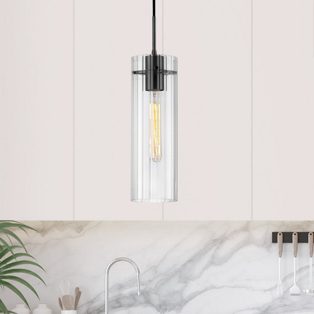 Mini-suspension Patia Transparent / Noir mat – vue 2