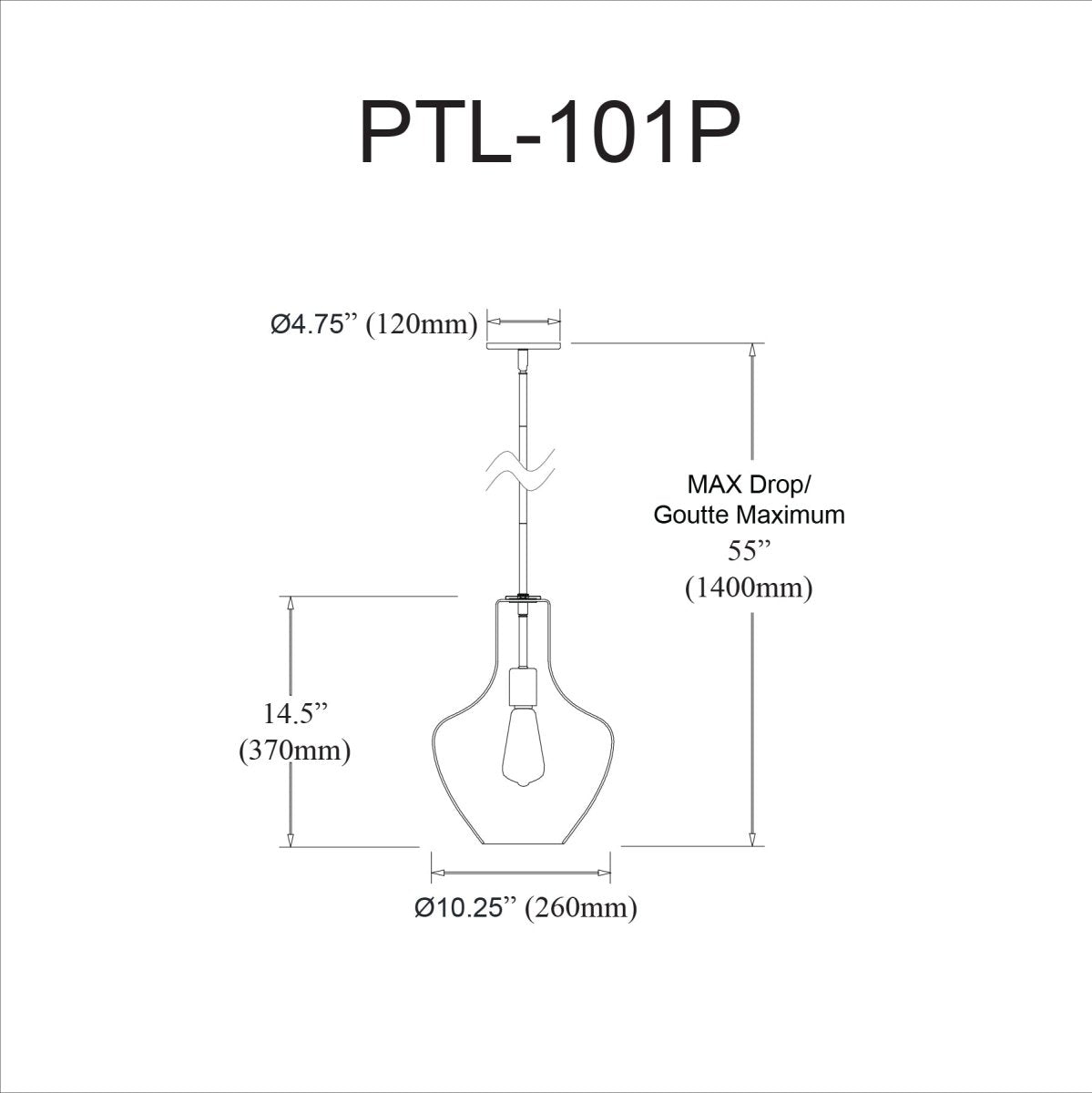 Suspension Petalite - Noir mat 10 1/4" by Dainolite | Luminaires & cie