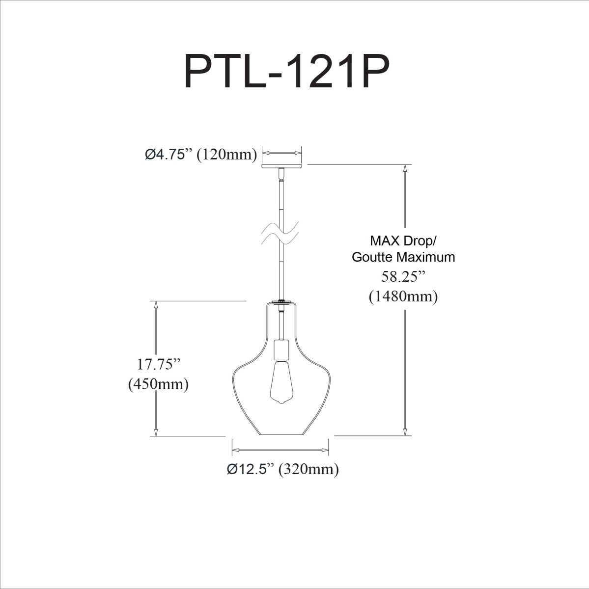 Suspension Petalite - Noir mat 12 1/2" by Dainolite | Luminaires & cie