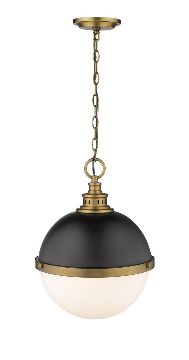 Suspension Peyton - Noir mat + Bronze d'usine 14 3/4" by Z-Lite | Luminaires & cie