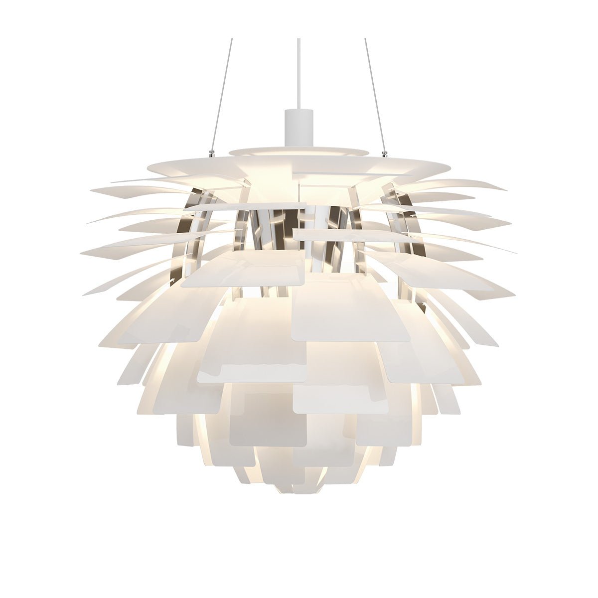 Suspension PH Artichoke - 28.3" Blanc DEL 3000°K (Dim 0 - 10V) by Louis Poulsen | Luminaires & cie