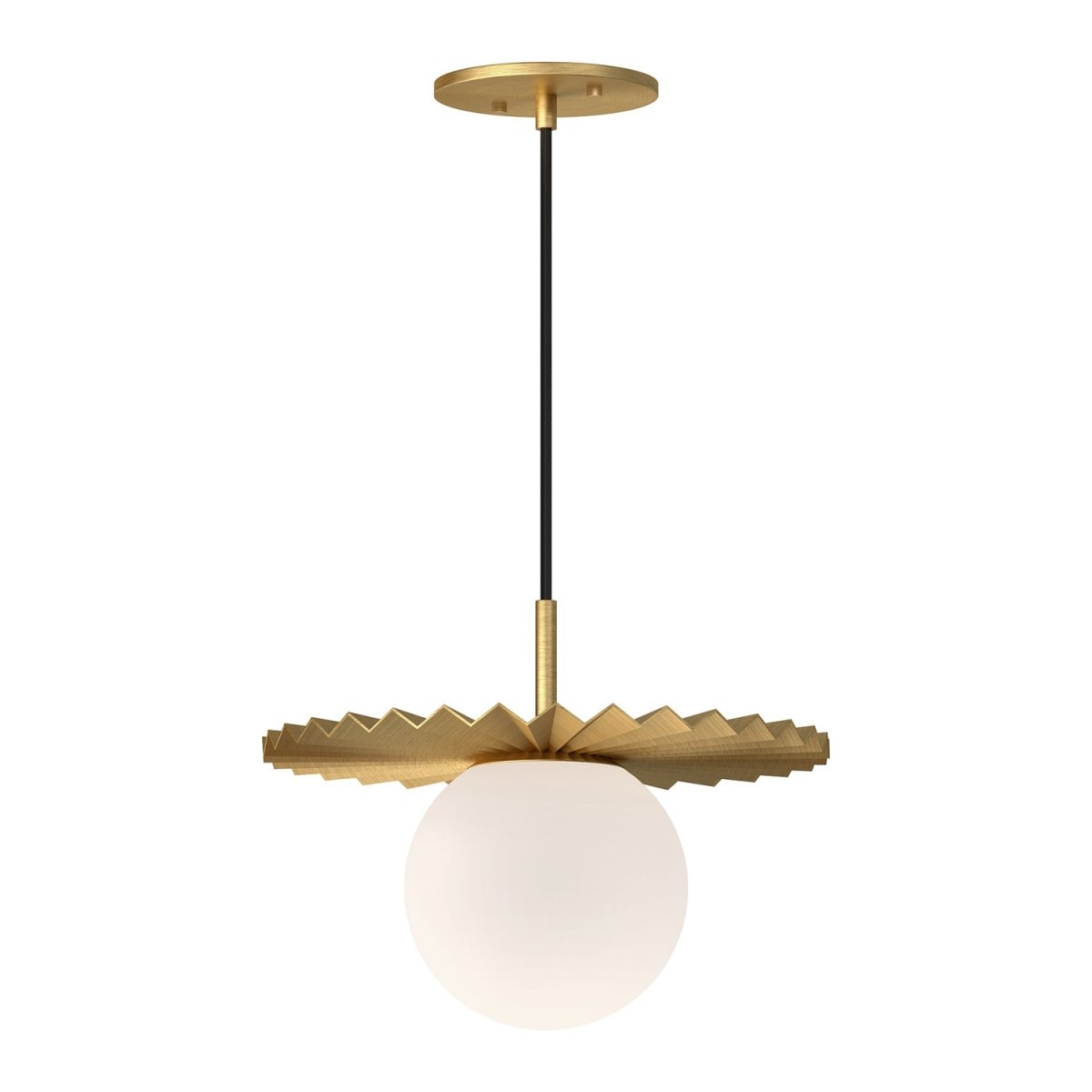Suspension Plume - Verre mate en or / opale brossé 11 7/8" by Alora Lighting | Luminaires & cie