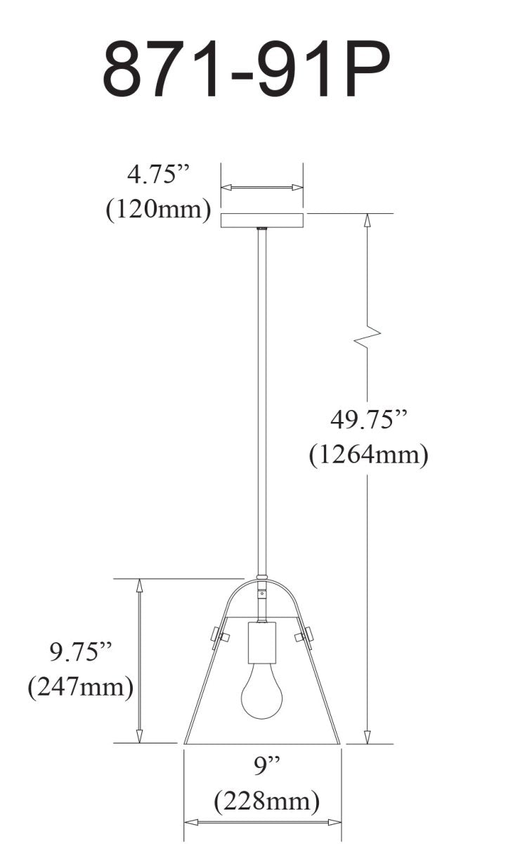 Suspension Polly - Laiton vieilli 9" by Dainolite | Luminaires & cie