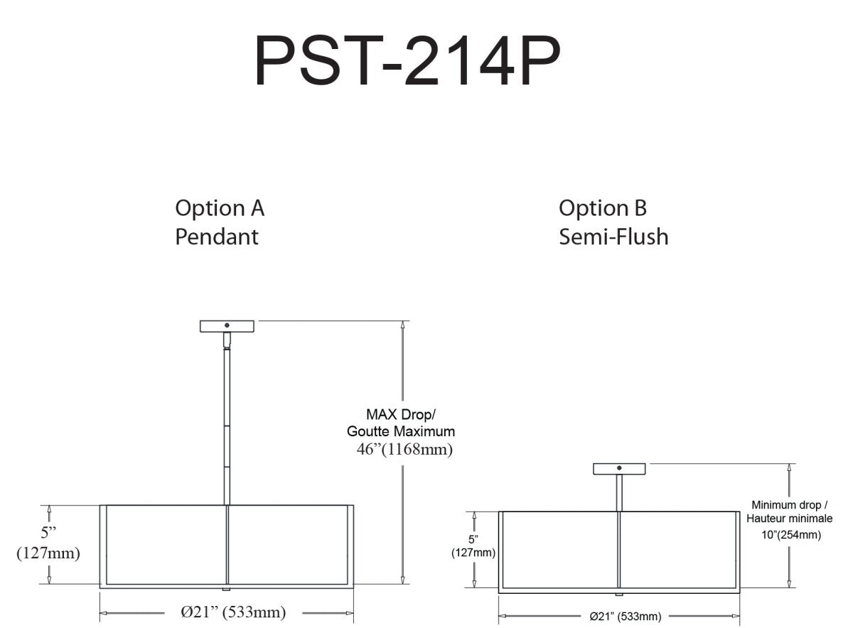 Suspension Preston - Noir Noir 20 3/4" by Dainolite | Luminaires & cie
