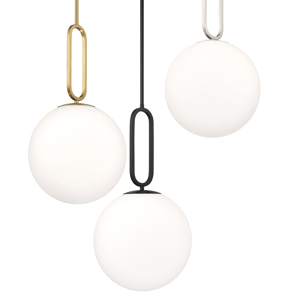 Suspension Prospect Noir mat, Verre blanc globe – vue 2