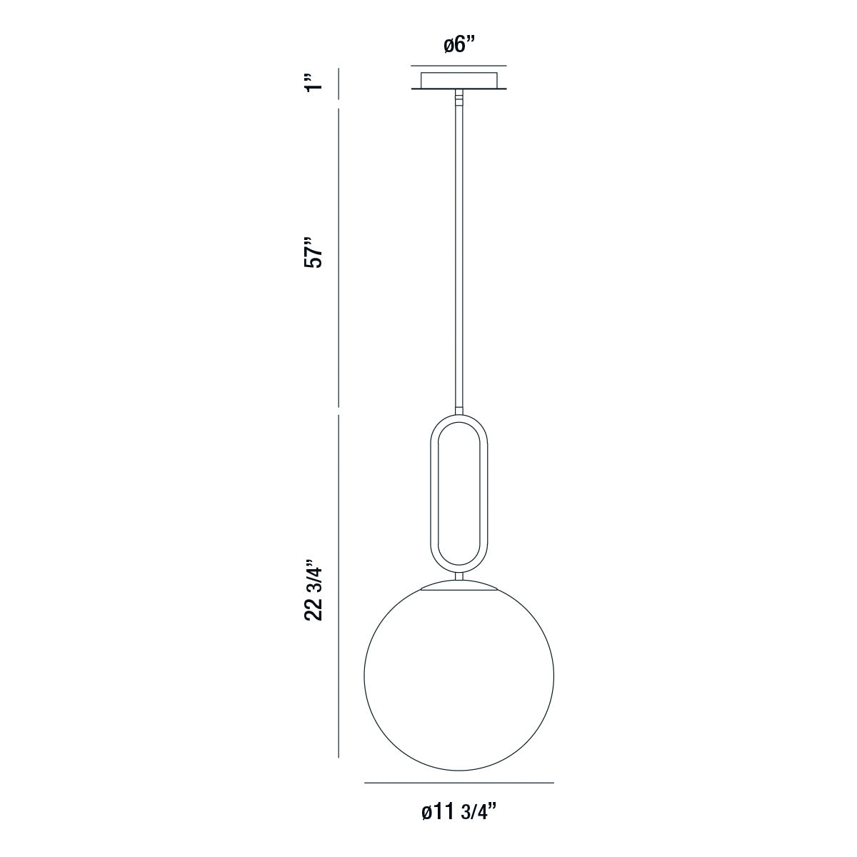 Suspension Prospect Or, Verre transparent globe – vue 4
