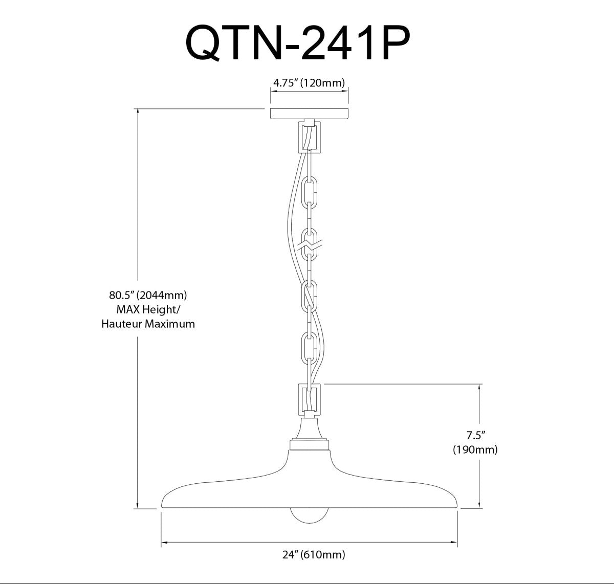 Suspension Quentin - Blanc mat 24" by Dainolite | Luminaires & cie