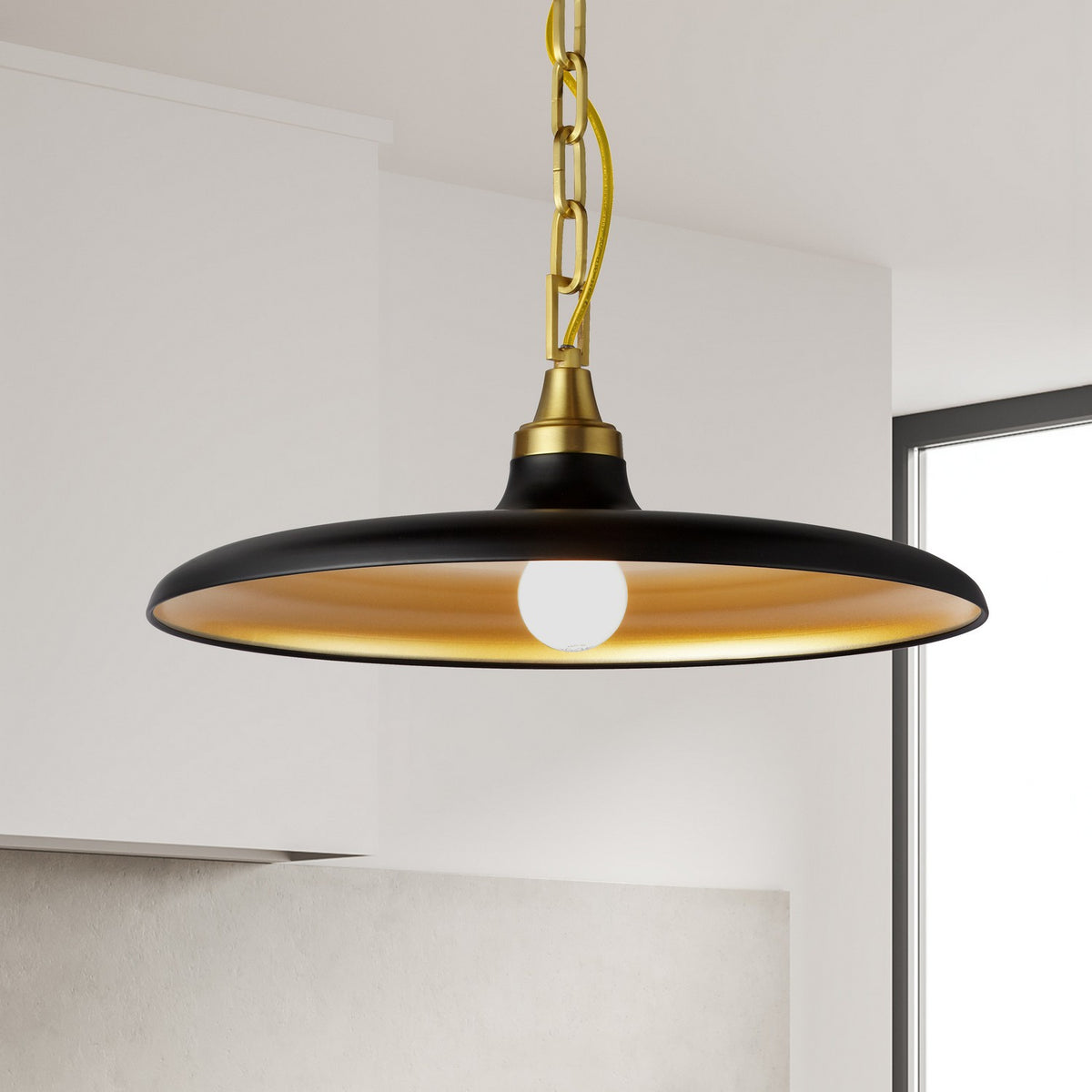 Suspension Quentin 18", Noir mat / Laiton vieilli – vue 2