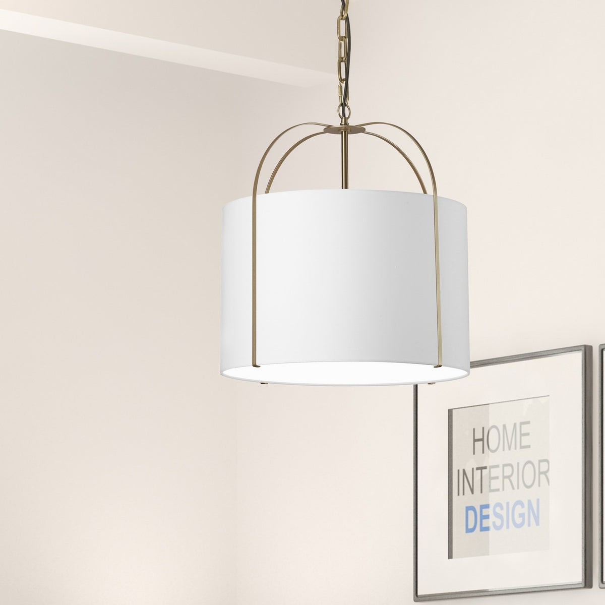 Suspension Quincy 18", Blanc / Or – vue 3