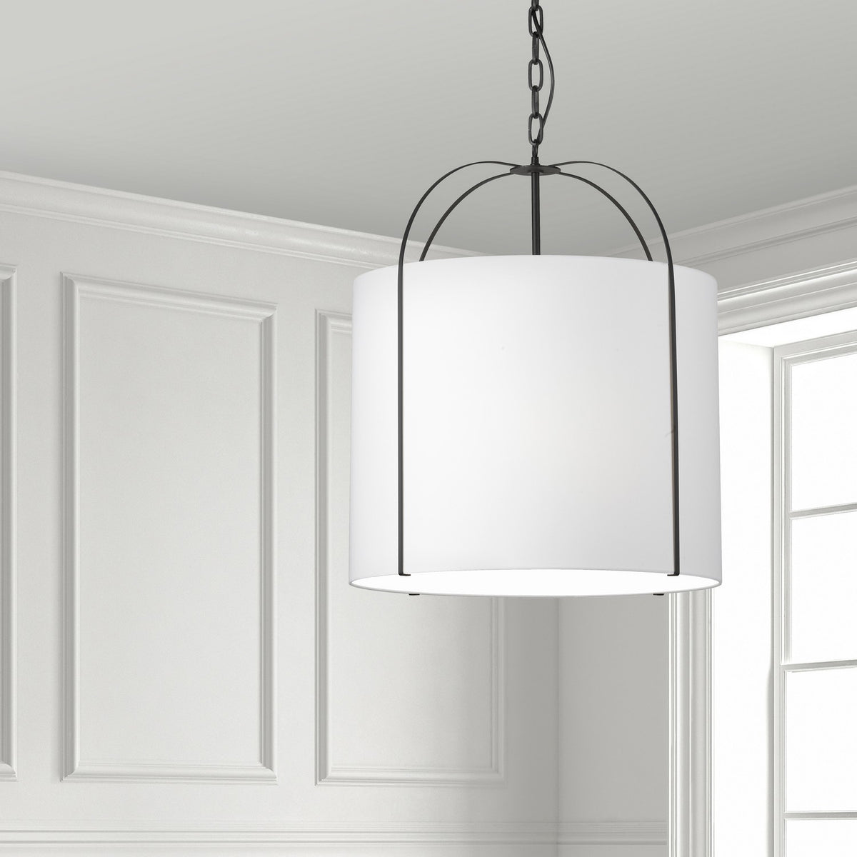 Suspension Quincy 22", Blanc / Noir mat – vue 2